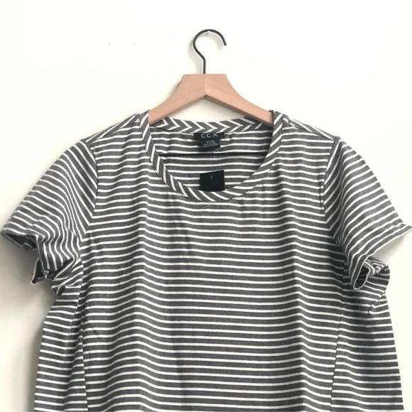 New CCX City Chic Relaxed High Low Striped print short sleeve shirt basic tee - Picture 4 of 13